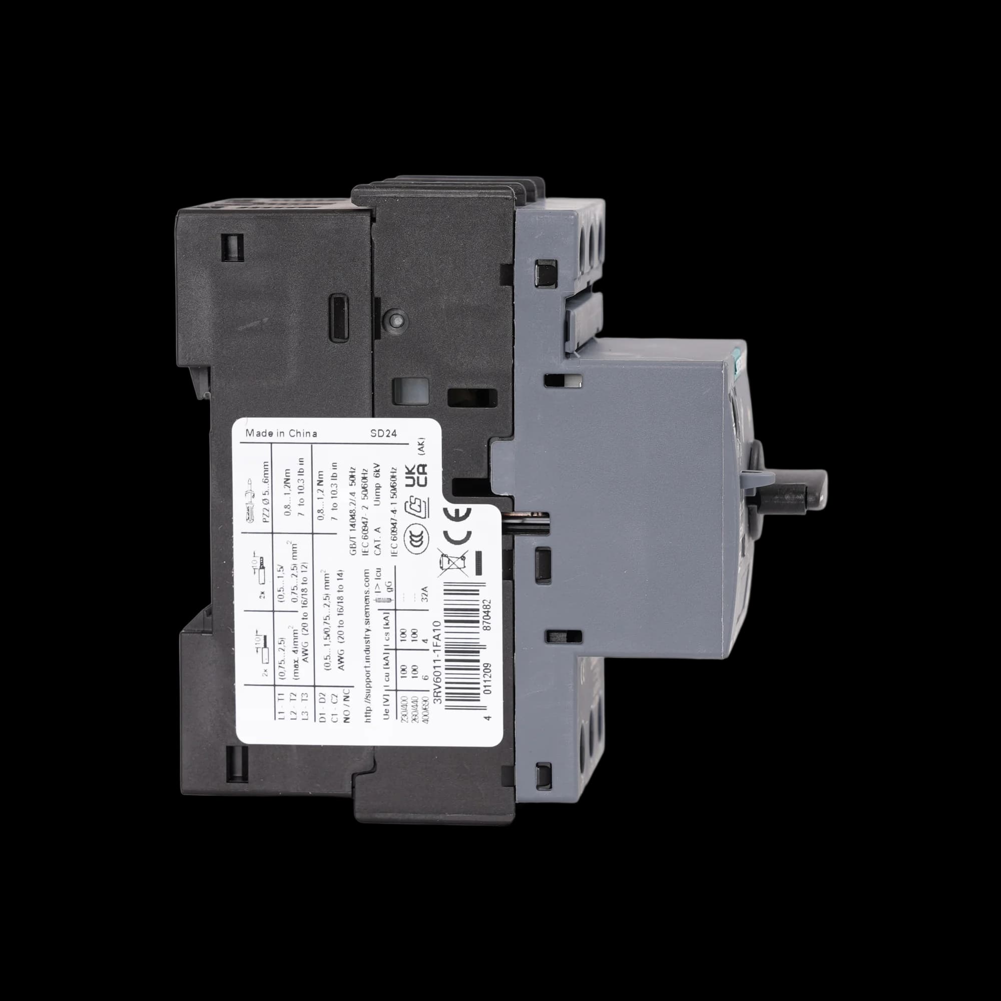 3RV6011-1FA10_Мотор-автомат 3.5...5А, 100кА 3RV6011-1FA10_Мотор-автомат 3.5...5А, 100кА