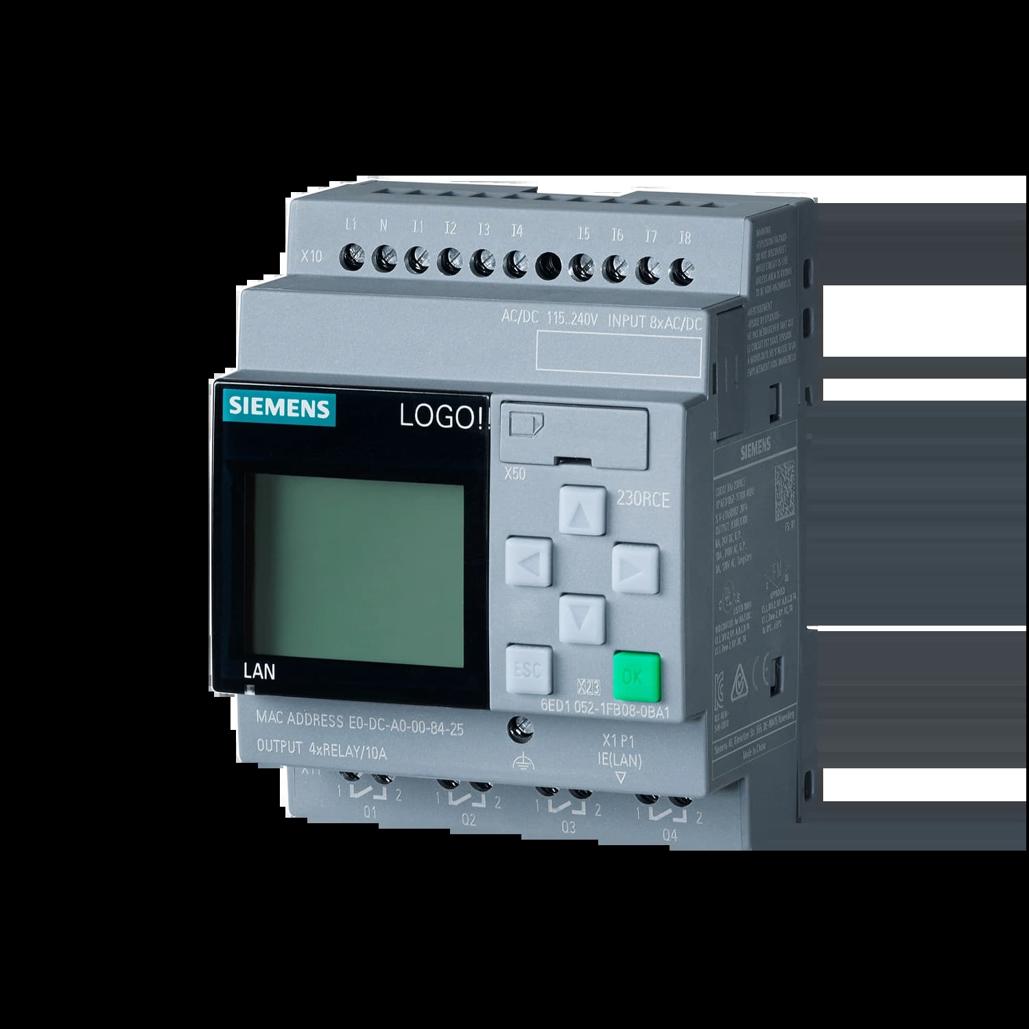 6ED1052-1FB08-0BA2_Логический модуль c дисплеем LOGO!230RCE, 4 MW, 8DI/4DO 6ED1052-1FB08-0BA2_Логический модуль c дисплеем LOGO!230RCE, 4 MW, 8DI/4DO