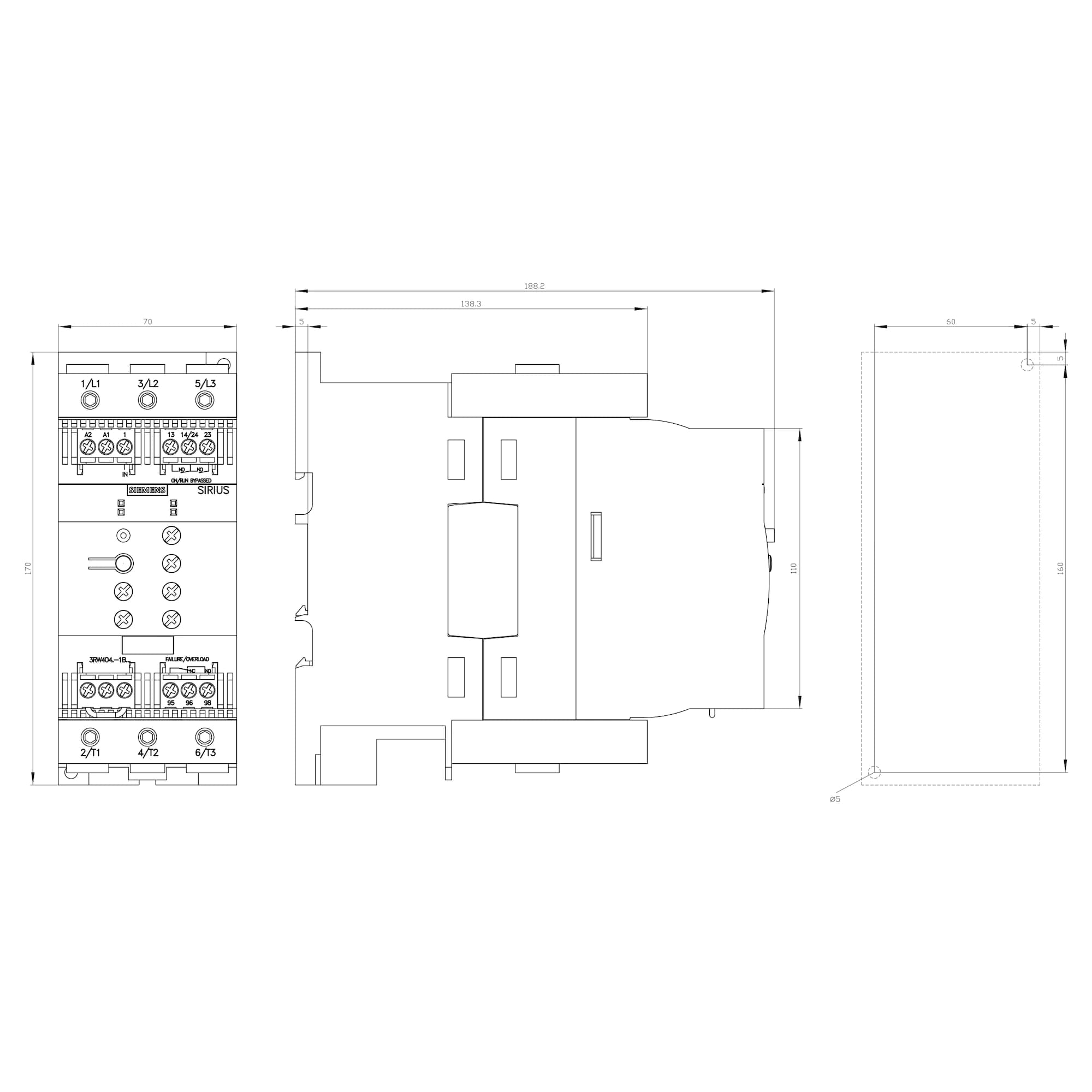 3RW4047-1BB14_Устройство плавного пуска SIRIUS 55кВт 106А 380В габарит S3 базовый функционал_3