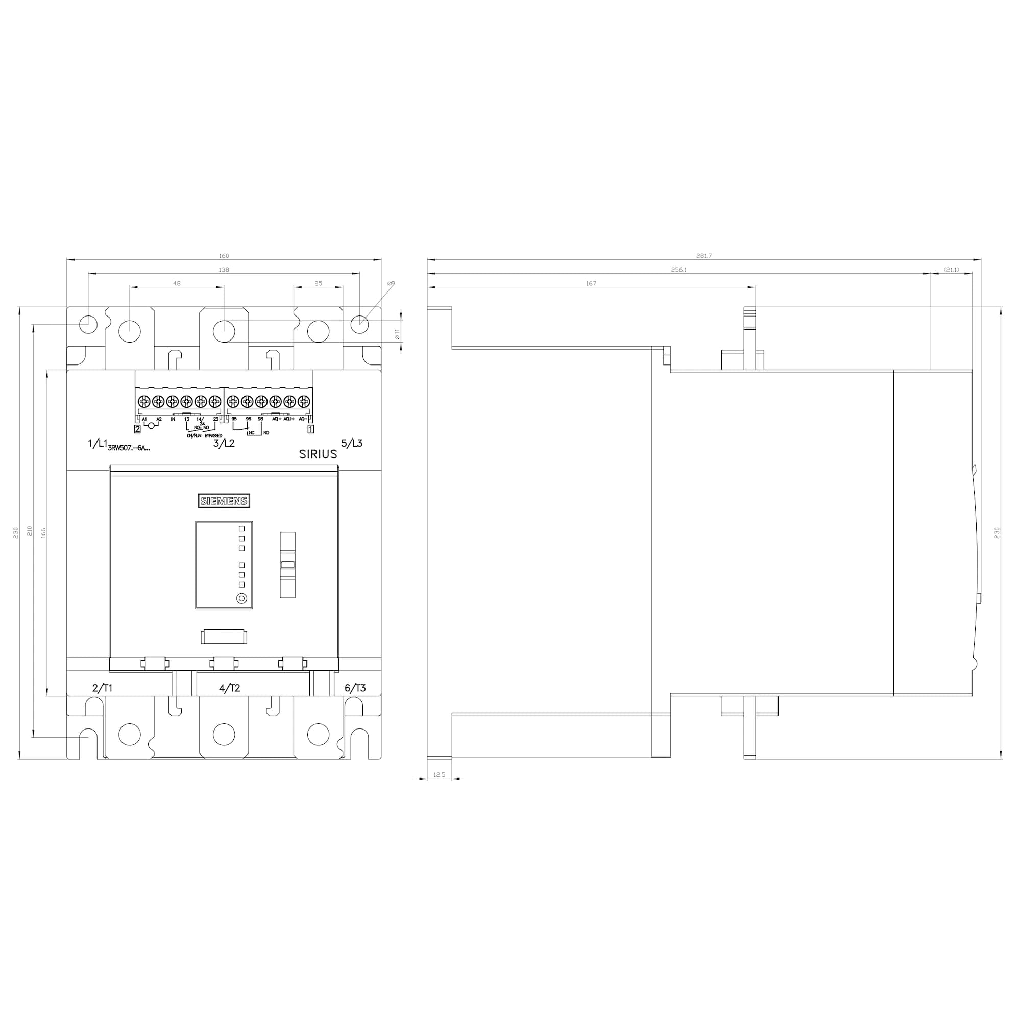 3RW5073-6AB14_Устройство плавного пуска SIRIUS 132кВт 250А 380В базовый функционал_2