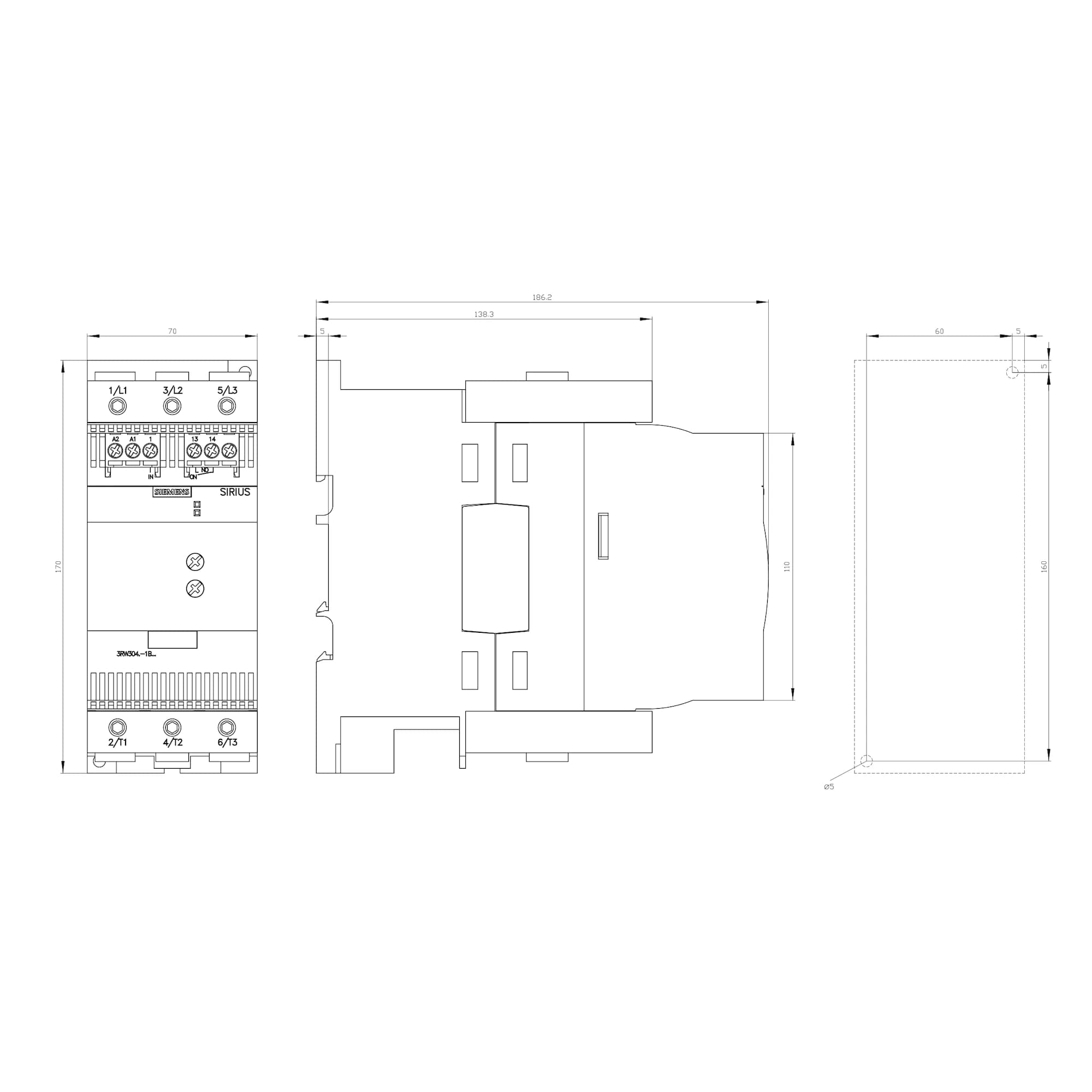 3RW3046-1BB14_Устройство плавного пуска SIRIUS 45кВт 80А 380В габарит S3 базовый функционал_3