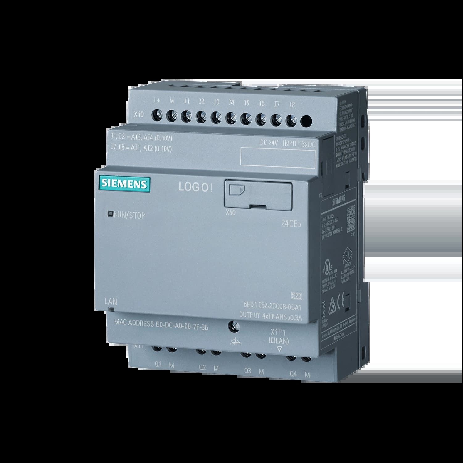 6ED1052-2CC08-0BA2_Логический модуль без дисплея LOGO! 24CEO, 4 MW, 8DI(4AI)/4DO_1