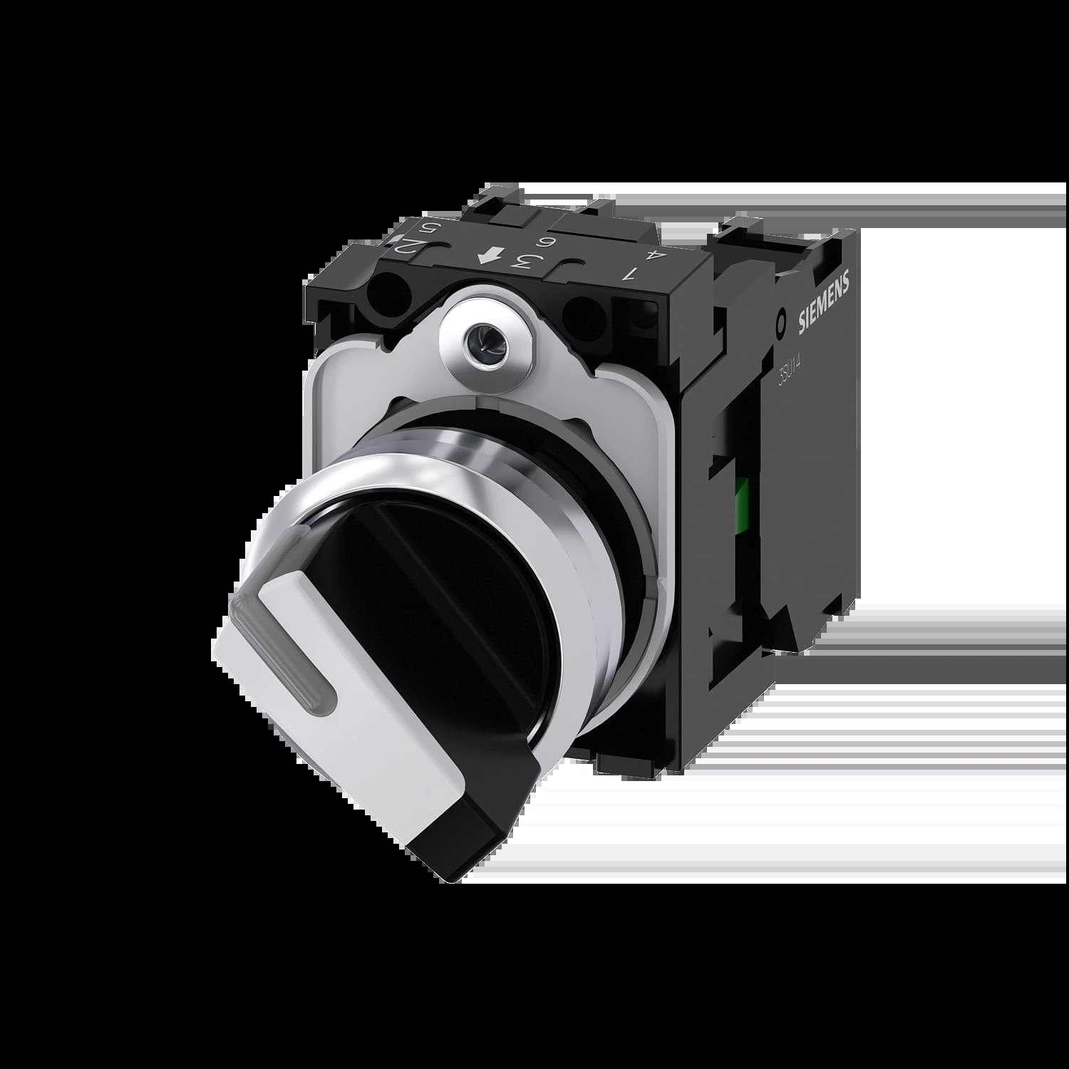 3SU1150-2BF60-1MA0_Переключатель, черный, с фиксацией, 2 положения, 1НО + 1НЗ