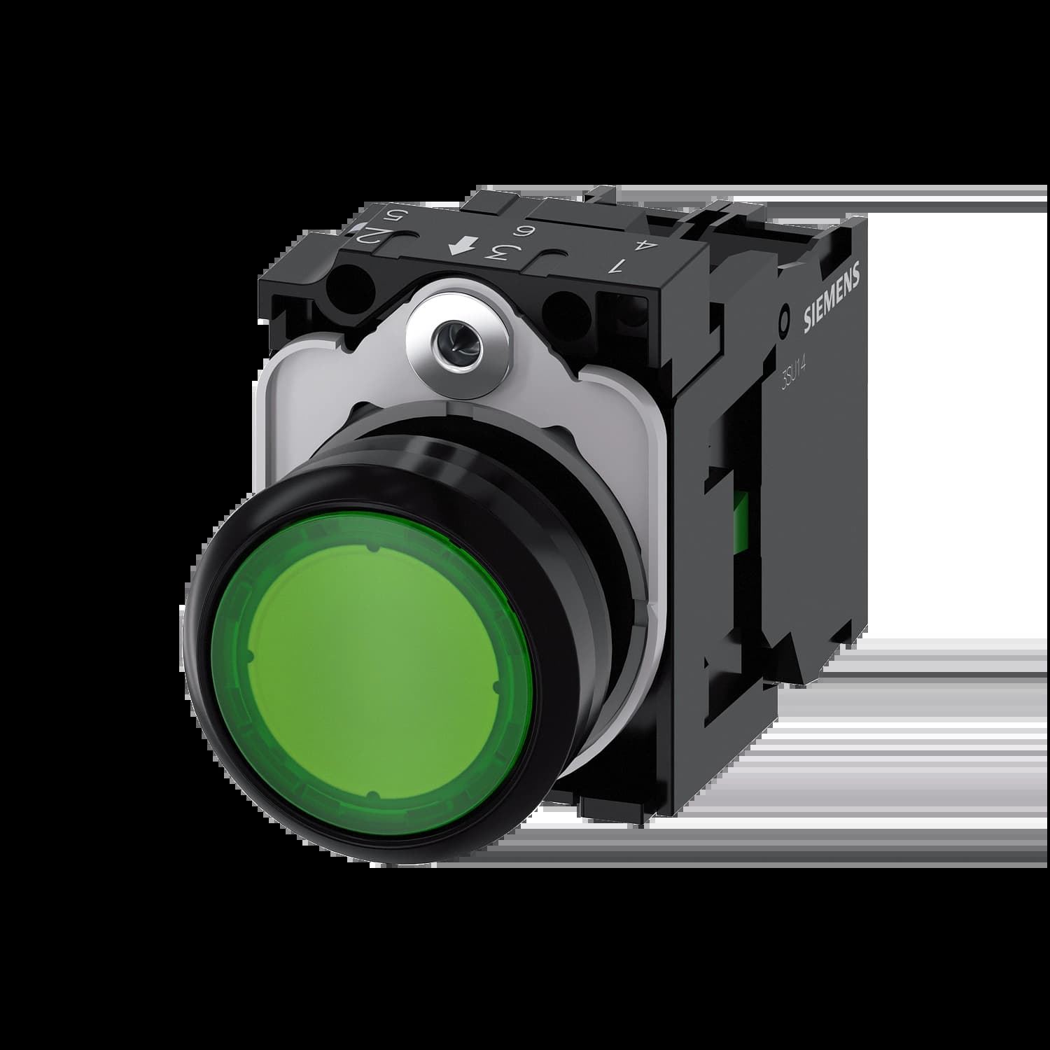 3SU1106-0AB40-1BA0_Кнопка с подсветкой 230В AC, зеленая, без фиксации, 1НО