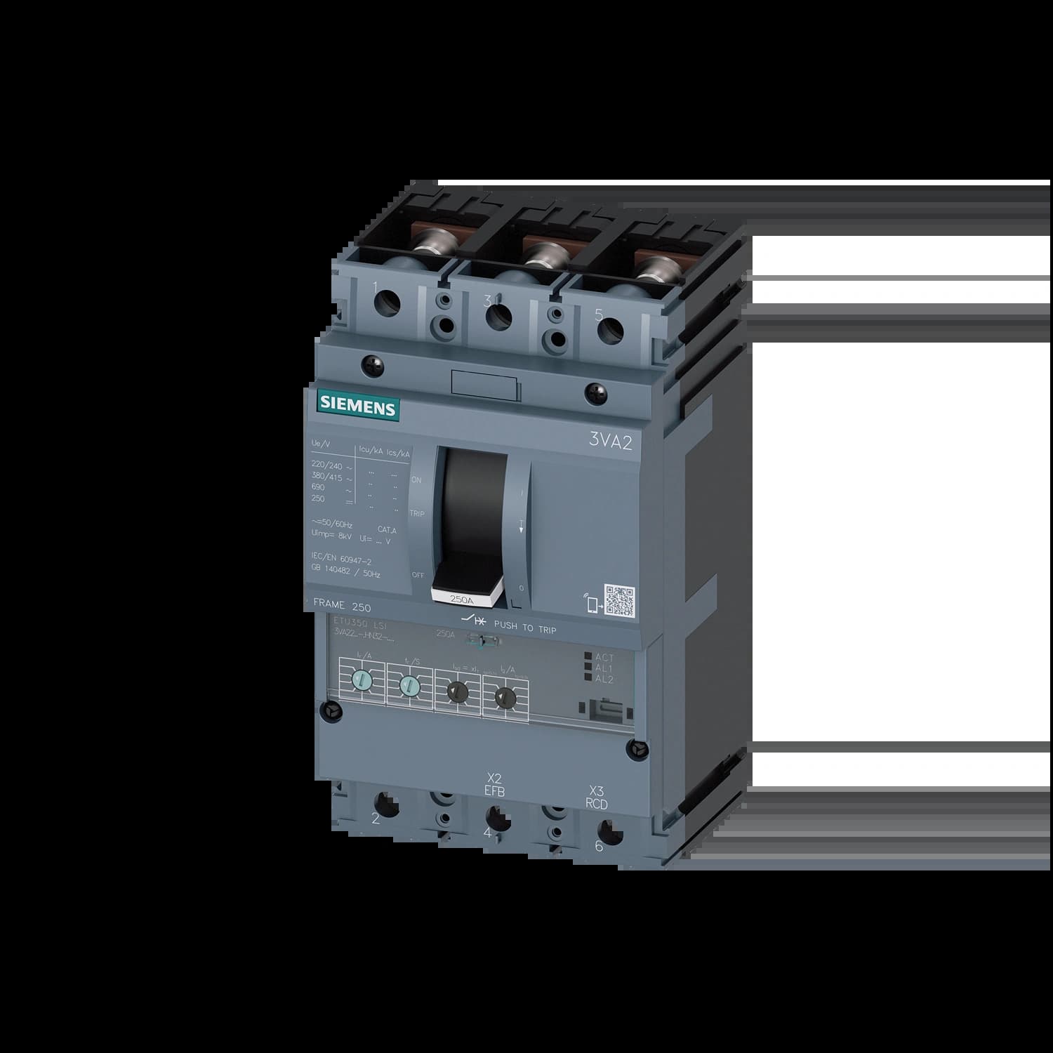 3VA2225-5HN32-0AA0_Автомат 3P, 250 А, 55 кА, ETU350 LSI, габарит 250