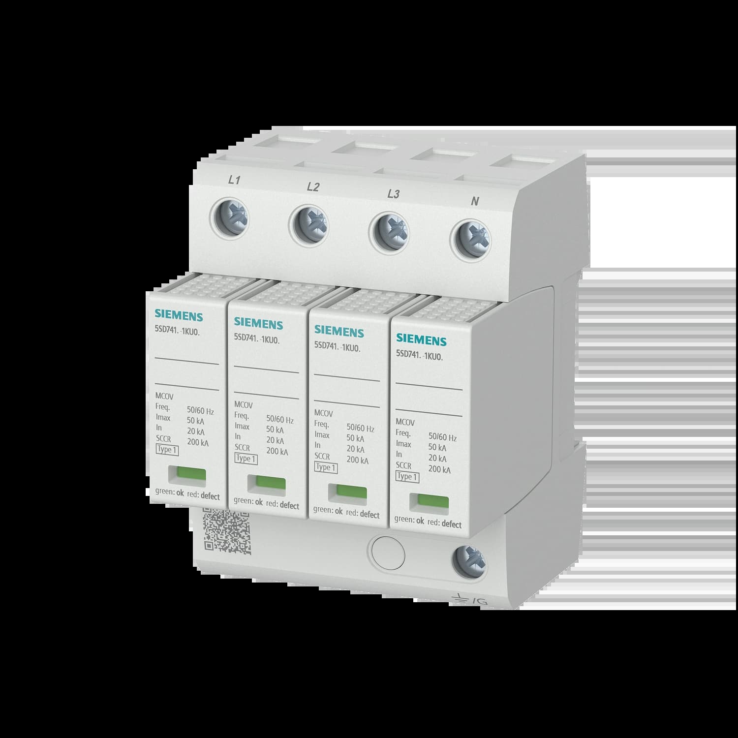 5SD7414-1_УЗИП, 8MW, тип 1, 4-Р, для систем TN-S и TT, с дист. сигнализацией