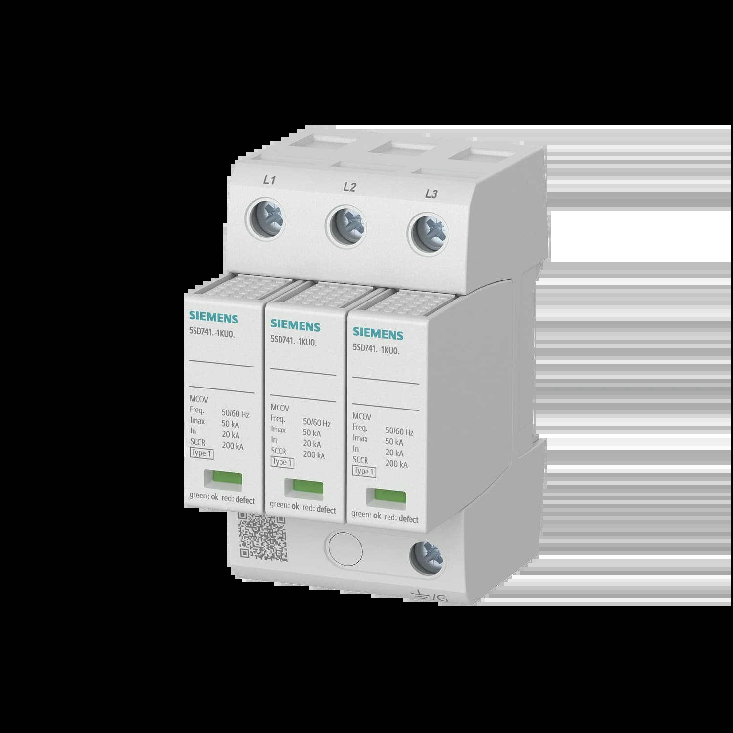 5SD7413-1_УЗИП, 6MW, тип 1, 3-Р, для систем TN-С, с дист. сигнализацией