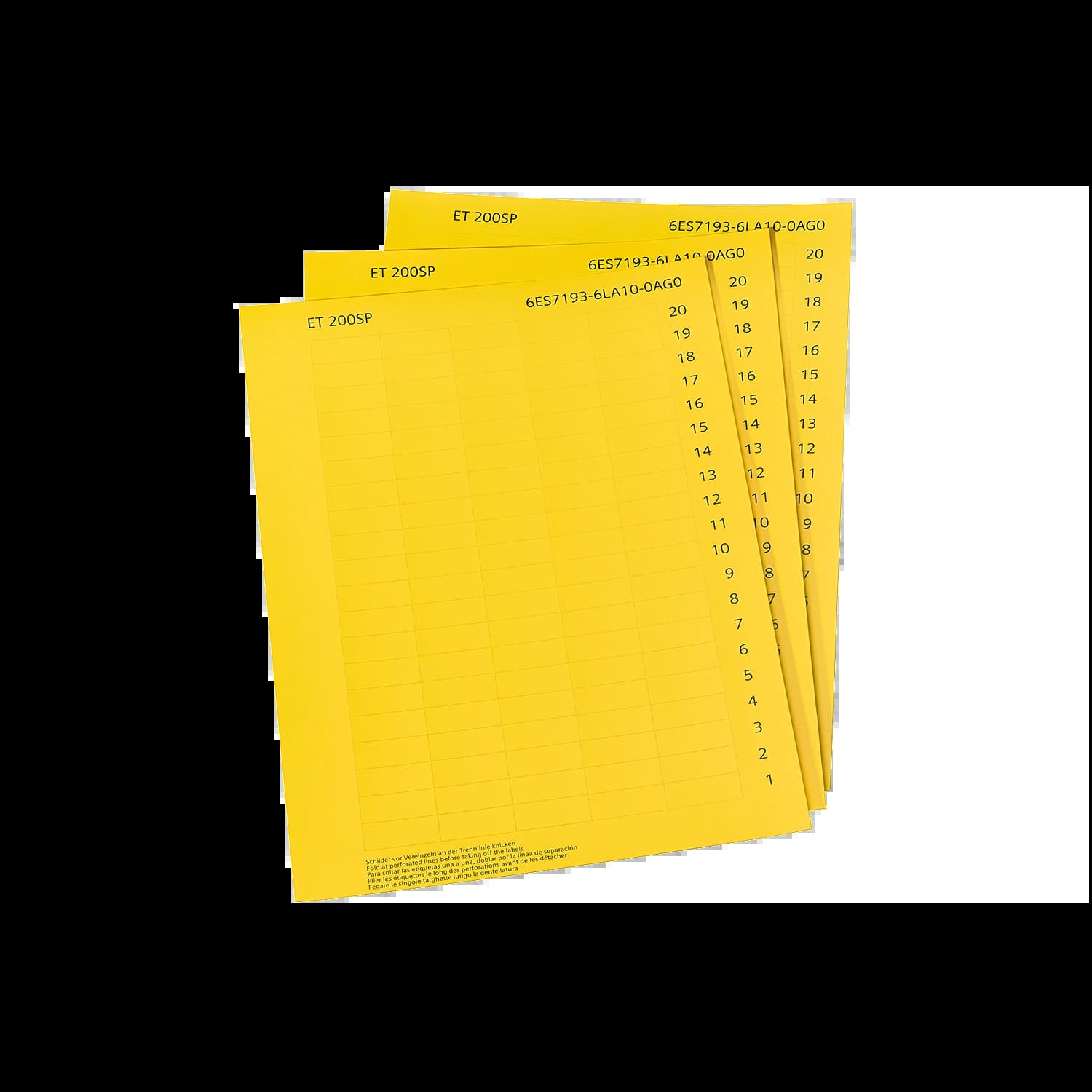 6ES7193-6LA10-0AG0_Маркировочные этикетки 10 листов по 100 штук желтые