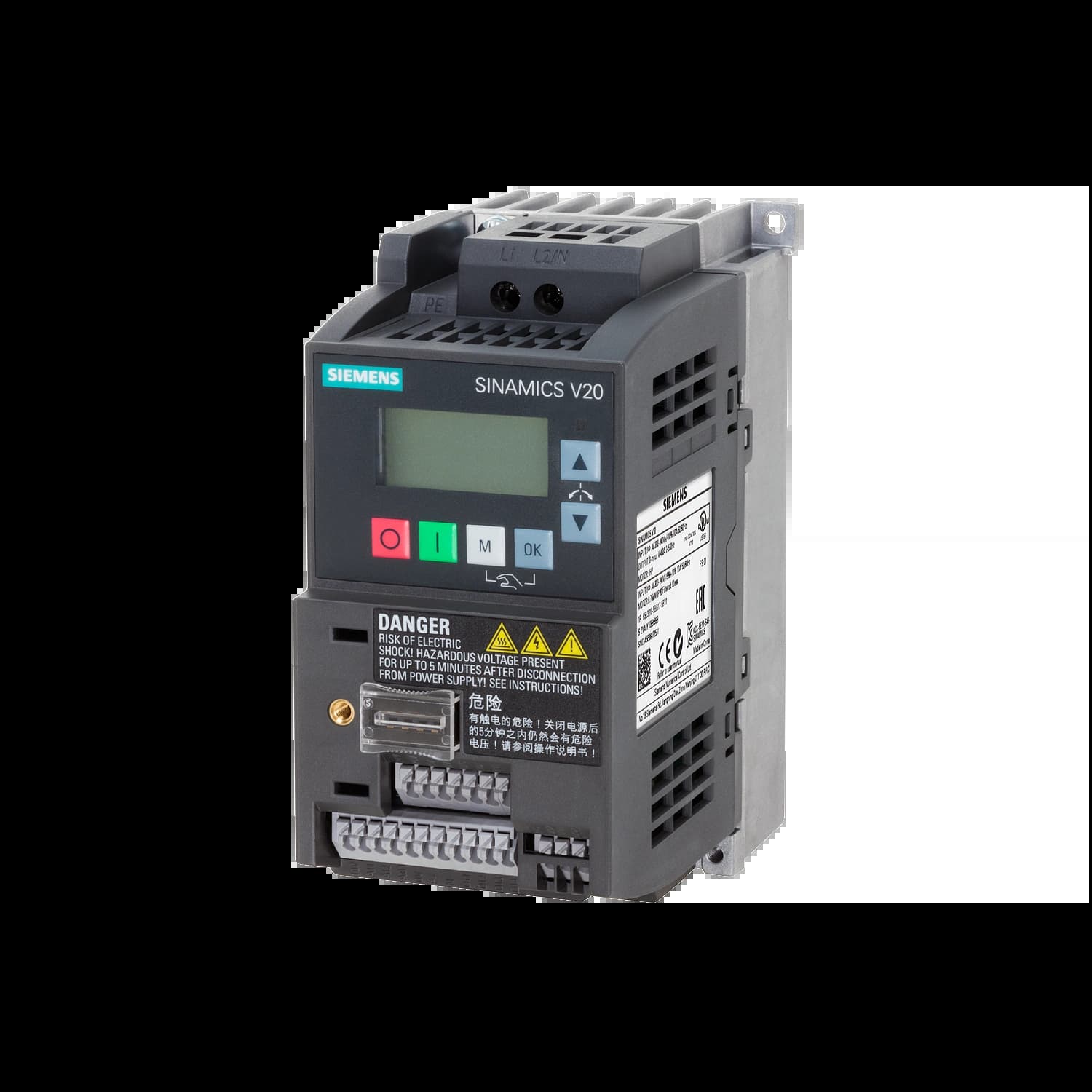 6SL3210-5BB17-5UV1_Преобразователь частоты SINAMICS V20 0.12 кВт 220В Modbus-RTU без ЭМС фильтра_1