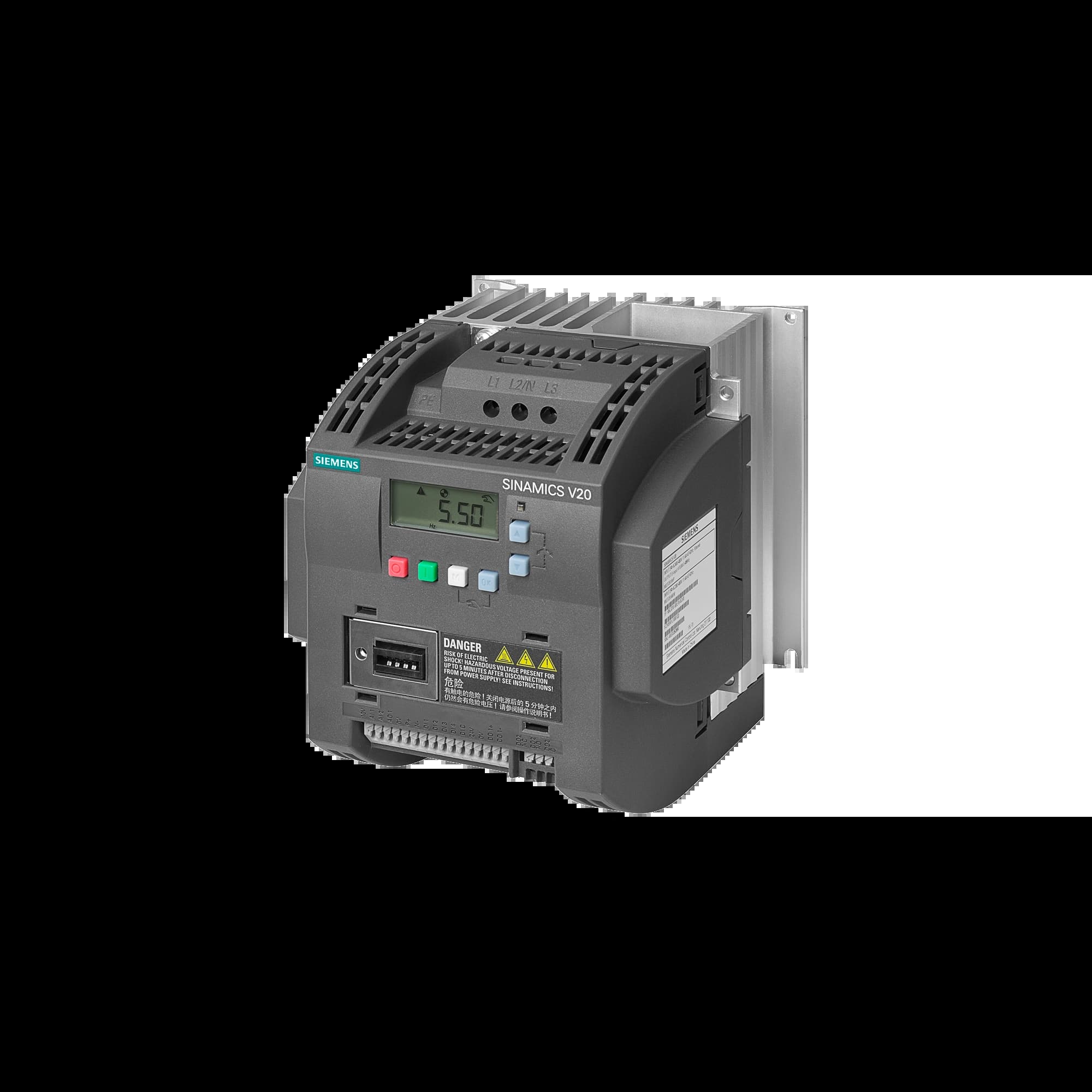 6SL3210-5BE23-0CV0_Преобразователь частоты SINAMICS V20 3 кВт 380В Modbus-RTU c ЭМС фильтром C3